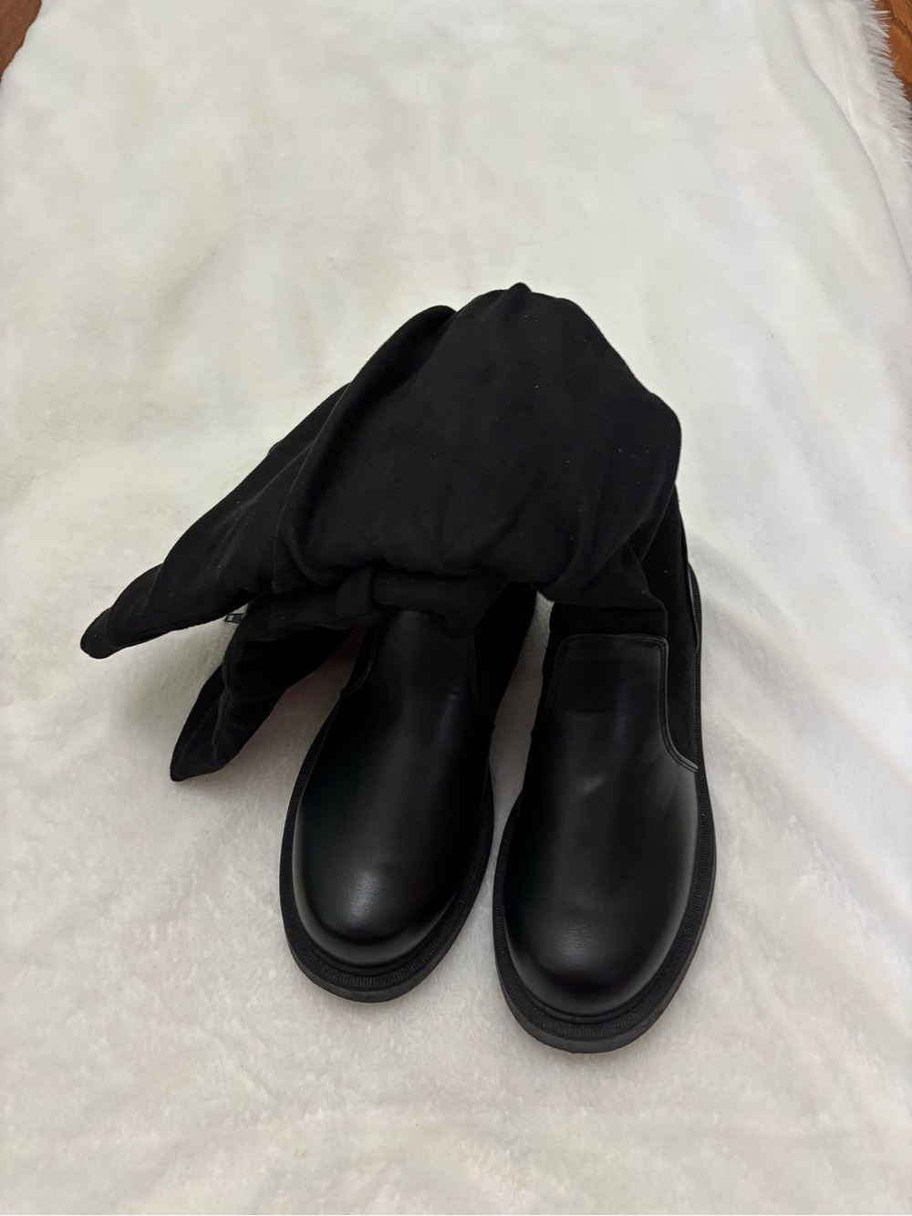 NEW Black Slouch Knee High Boots Chunky Platform Goth Grunge Women’s 7.5 NWOB - Picture 5 of 11